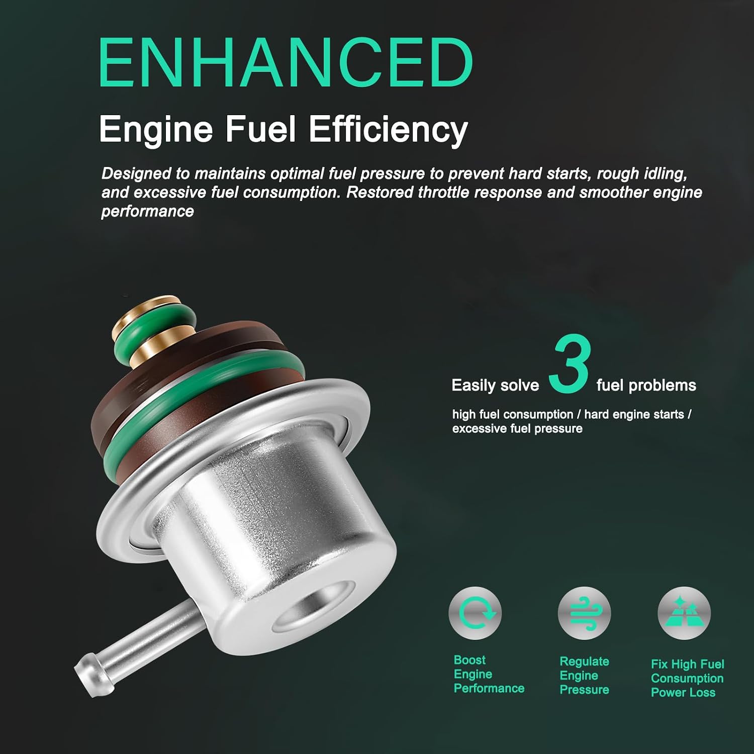 Fuel Pressure Regulator for Volvo Penta and Mercruiser 4.3, 5.0, 5.7 Engines, Replaces Volvo Penta 3858967, Mercruiser 2149831 885174 21491831