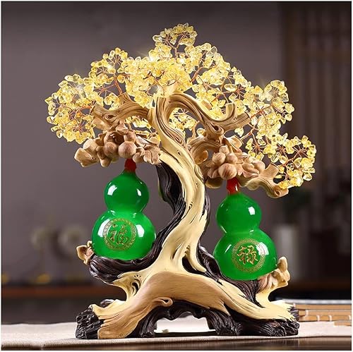 Árbol de Feng Shui de citrino, árbol de la suerte, decoración de calabaza, manualidades, estatua de Feng Shui, árbol de cristal para el hogar, sala