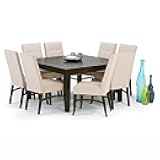SIMPLIHOME Eastwood Dining Table - 54 inch Wide Solid Hardwood Square Table in Java Brown, Contemporary Style for Dining Room or Kitchen with Thick Top and Clean-Lined Legs, Seats 8