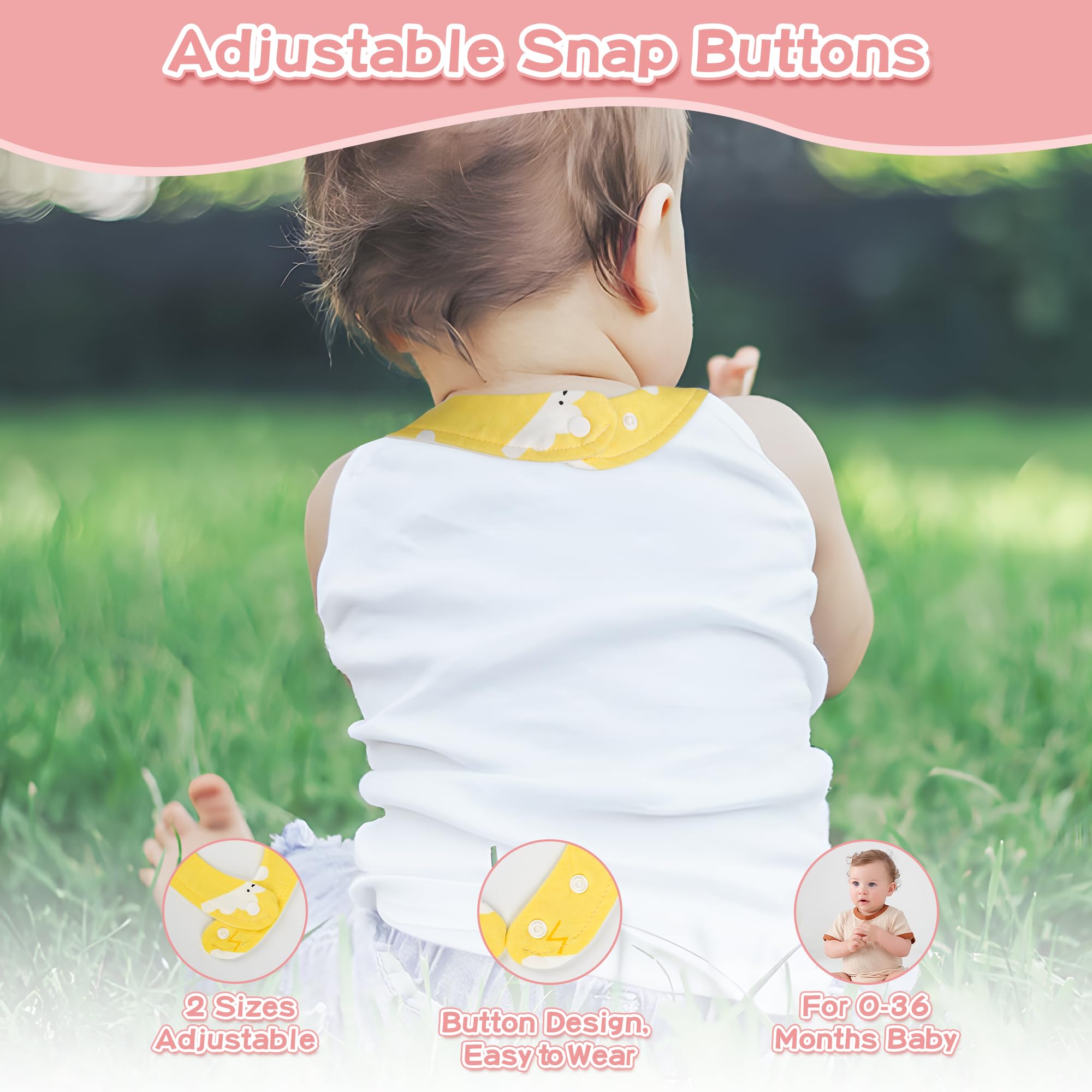 Yafane Baby Dribble Bibs Waterproof Absorbent Cotton Drool Bibs for Baby Boys Girls Unisex Bibs Toddlers Infants for Feeding and Teething 10 Pack (Pink/Yellow) - Image 4