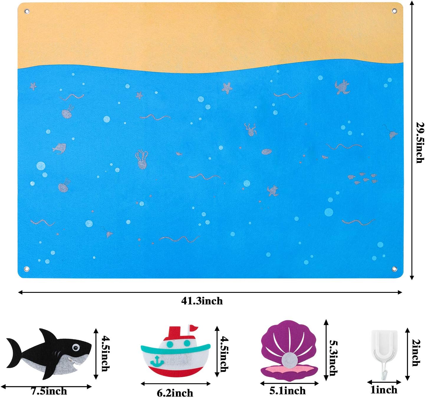 WATINC 45Pcs Under The Sea Teaching Felt Board Story Set 3.5 Ft Ocean Creatures Aquarium Storytelling Flannel Interactive Play Kit with Mermaid Diver Shark Reusable Wall Hanging Gift for Toddlers