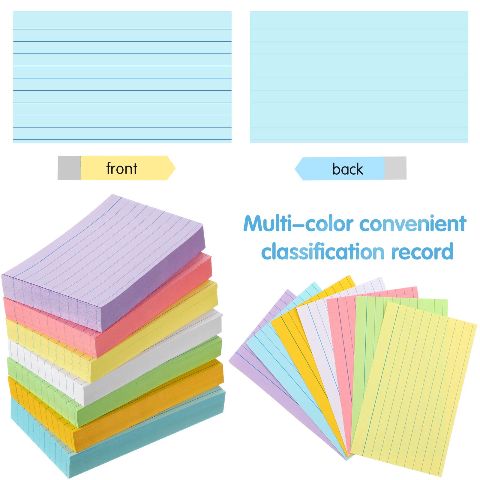2100 Stück linierte Karteikarten, verschiedene Farben, 7,6 x 12,7 cm, farbige Lernkarten, Schulbedarf, Notizkarten, liniert, für das Studium, Zuhause, Schule, Bürobedarf (helle Farbe)