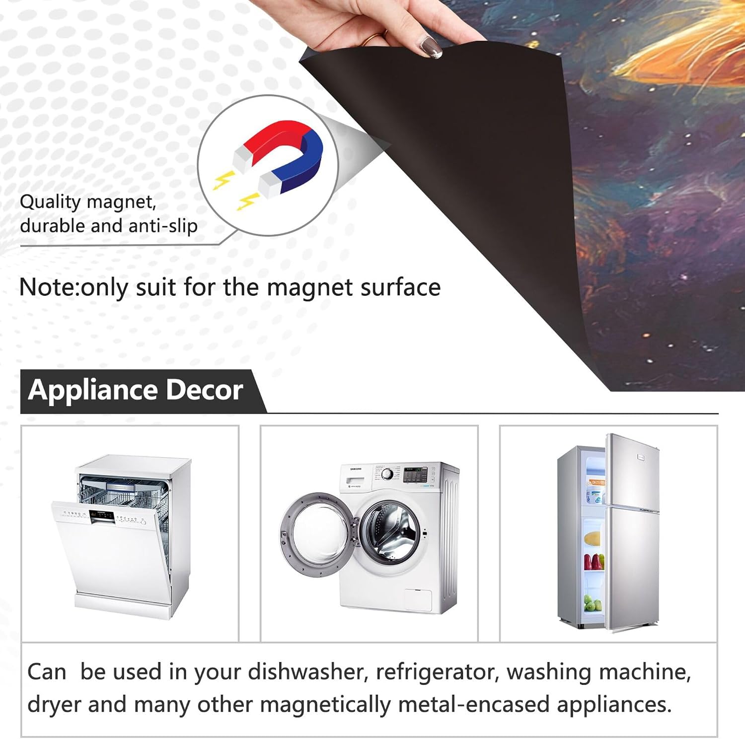 Pizza Cat Dishwasher Stickers Magnetic Cover Galaxy Space Stars Kitchen Fridge Magnet Covers Decals Home Decorations Vinyl Sticker Reusable 23W x 26H inches image 2