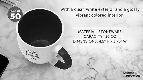 Miniatura 56 de Juego de 50 tazas de café grandes estilo bistro personalizadas de 16 onzas, paquete a granel personalizado, perfectas para café, té, expreso, cacao