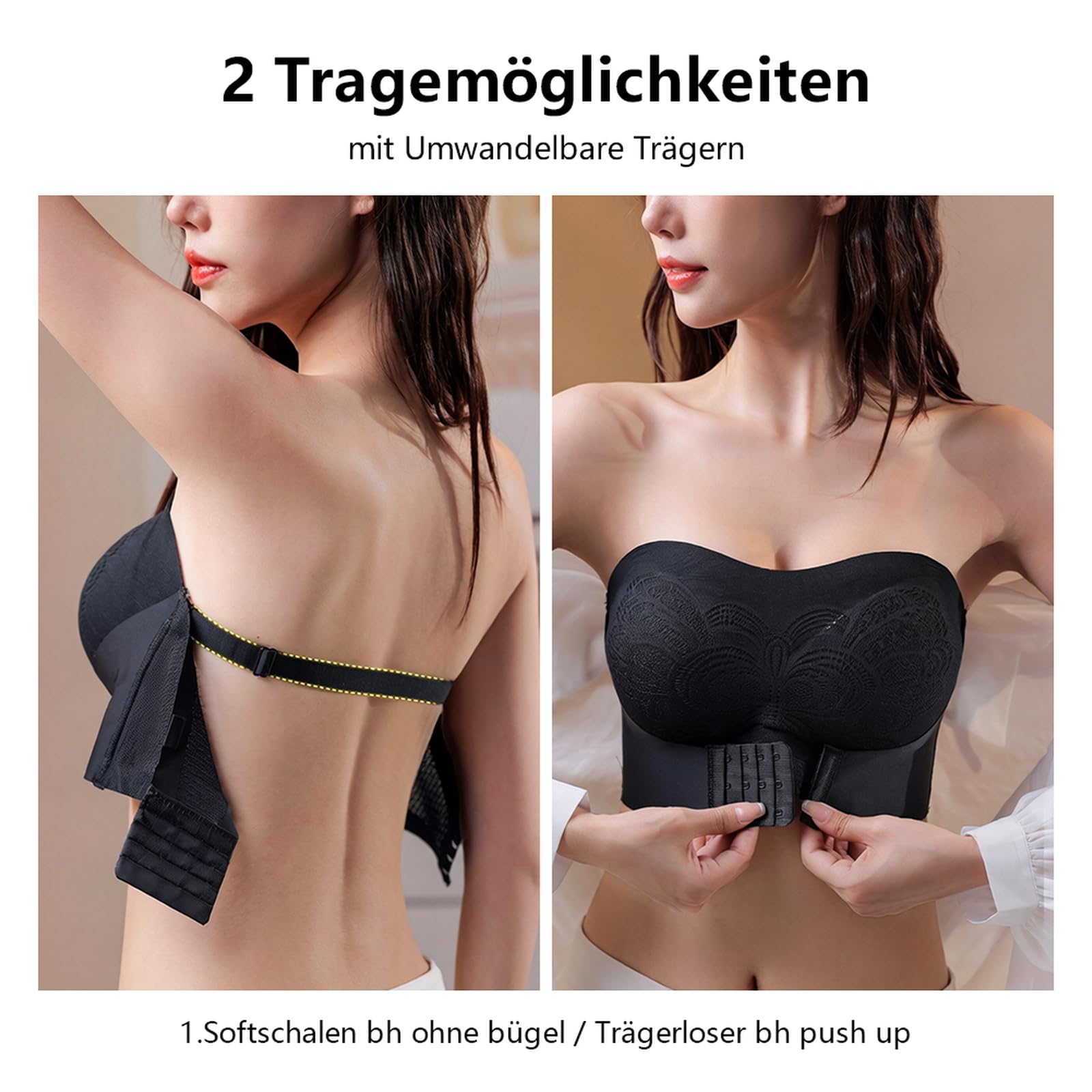 trägerloser BH Damen ohne bügel Spitzen mit rutschfestem Sitz