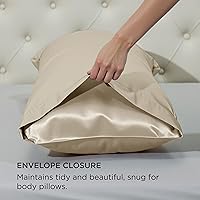 Vista 142 de Bedsure Fundas de almohada de satén, similares a las fundas de almohada de seda tamaño Queen, juego de 2, fundas de almohada para mujeres que