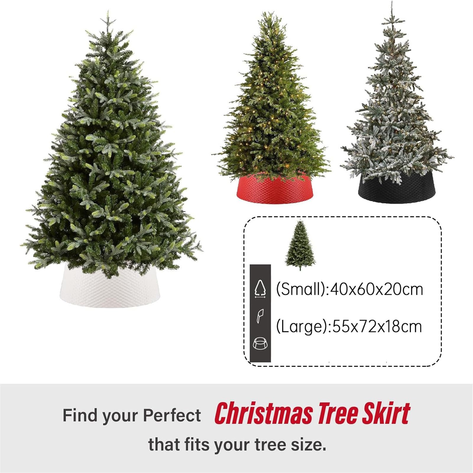 Gonna Per Albero Di Natale 72 Cm | Copribase Decorativo | Motivo Festivo | Bianco - Foto 6