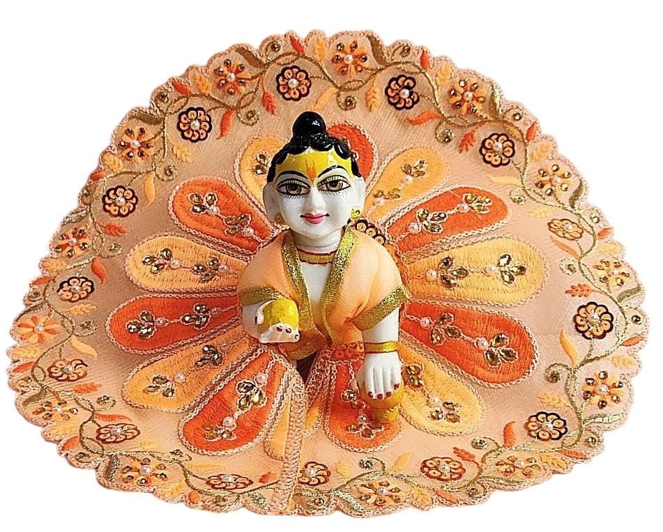Laddu Gopal Summer Net Dress Size 5 with Embriodery Work (Pack of 3) l Ladoo Gopal Dress l Kanha Ji Poshak Size 0 1 2 3 4 5 6 ©4