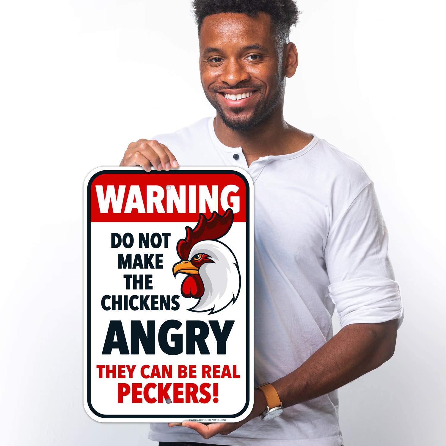 Chicken Sign, Do Not Make The Chickens Angry, Funny Chicken Coop Decor, 12x18 Inches, 55 mil Thick HDPS (high Density polystyrene), Made in USA