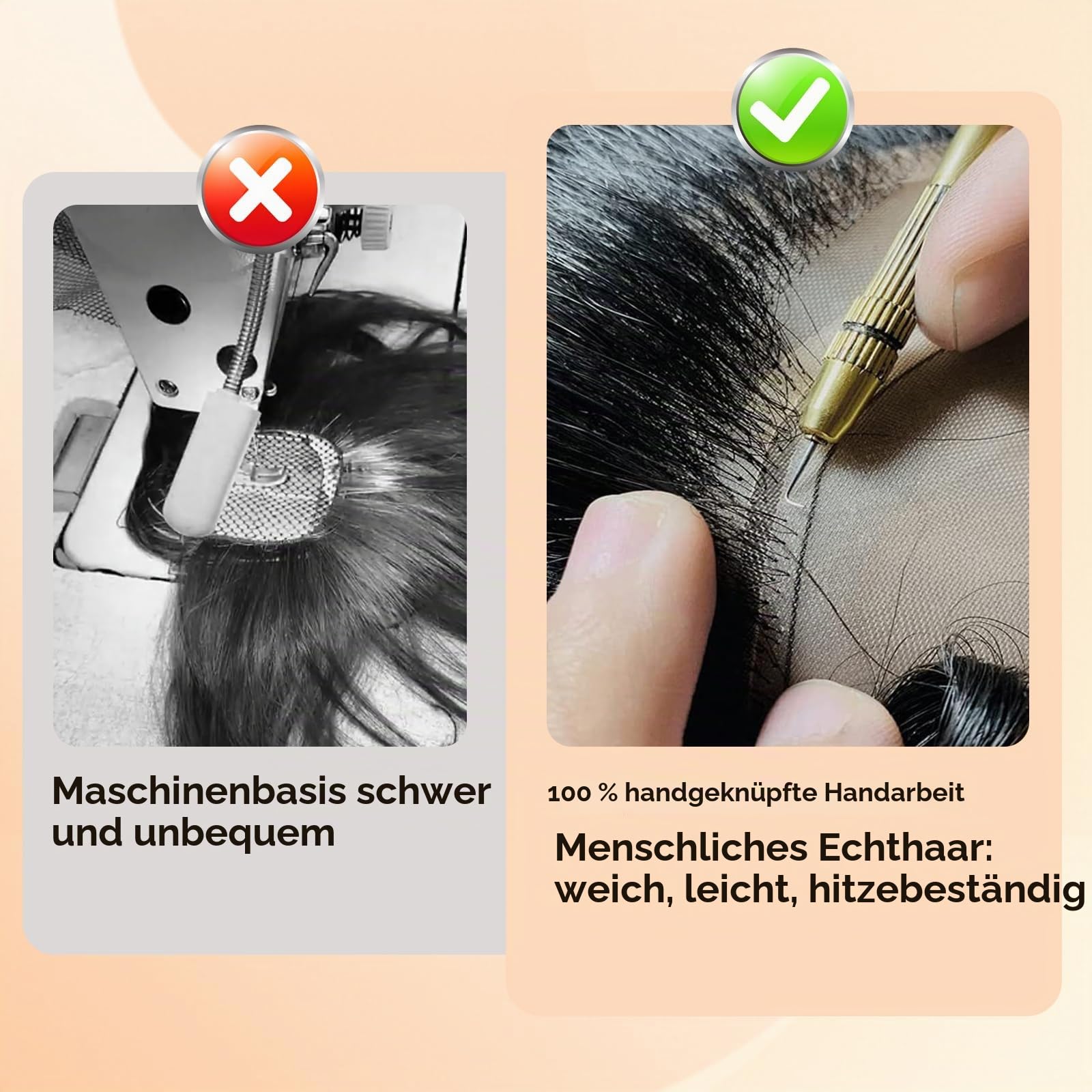 S-noilite Echthaar Toupets für Frauen Dunkelbraun - 9x12cm T-Sharp Haar Toppers Clip in Haarteile Echthaar mit Wispy Pony 13 Gramm