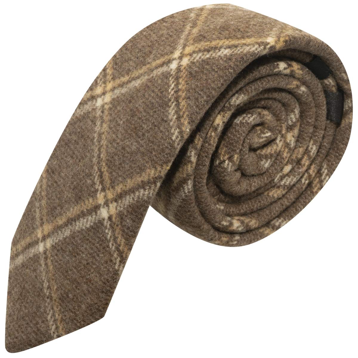 King & Priory Heritage Pecan Brown Check Tie, Tweed