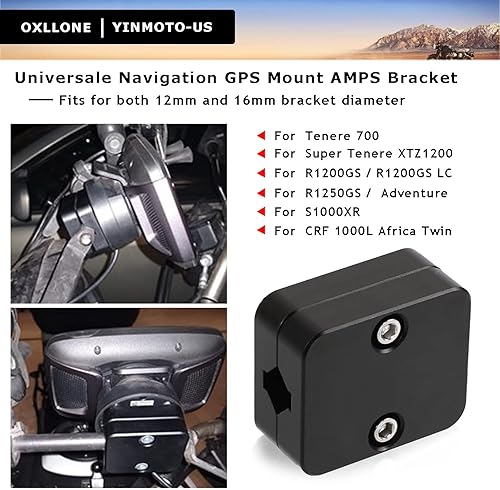 Miniatura 2 de Tenere 700 Navigator Holder 0.472 in0.630 in GPS Soporte de teléfono móvil AMPS para R1200GS LC ADV R1250GS S1000XR CRF1000L F800GS (negro)
