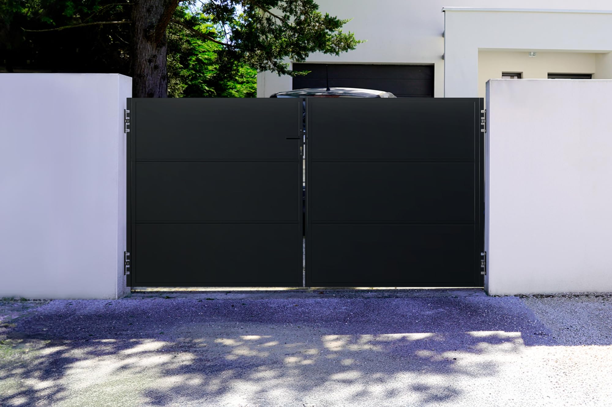 Casanoov Portail acier battant 3m NALI H.160cm Noir mat
