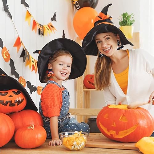 Miniatura 5 de Aretes de Halloween para mujer, lindos aretes colgantes con cuentas de fantasma de calabaza, diseño de calavera espeluznante, sombrero de bruja,