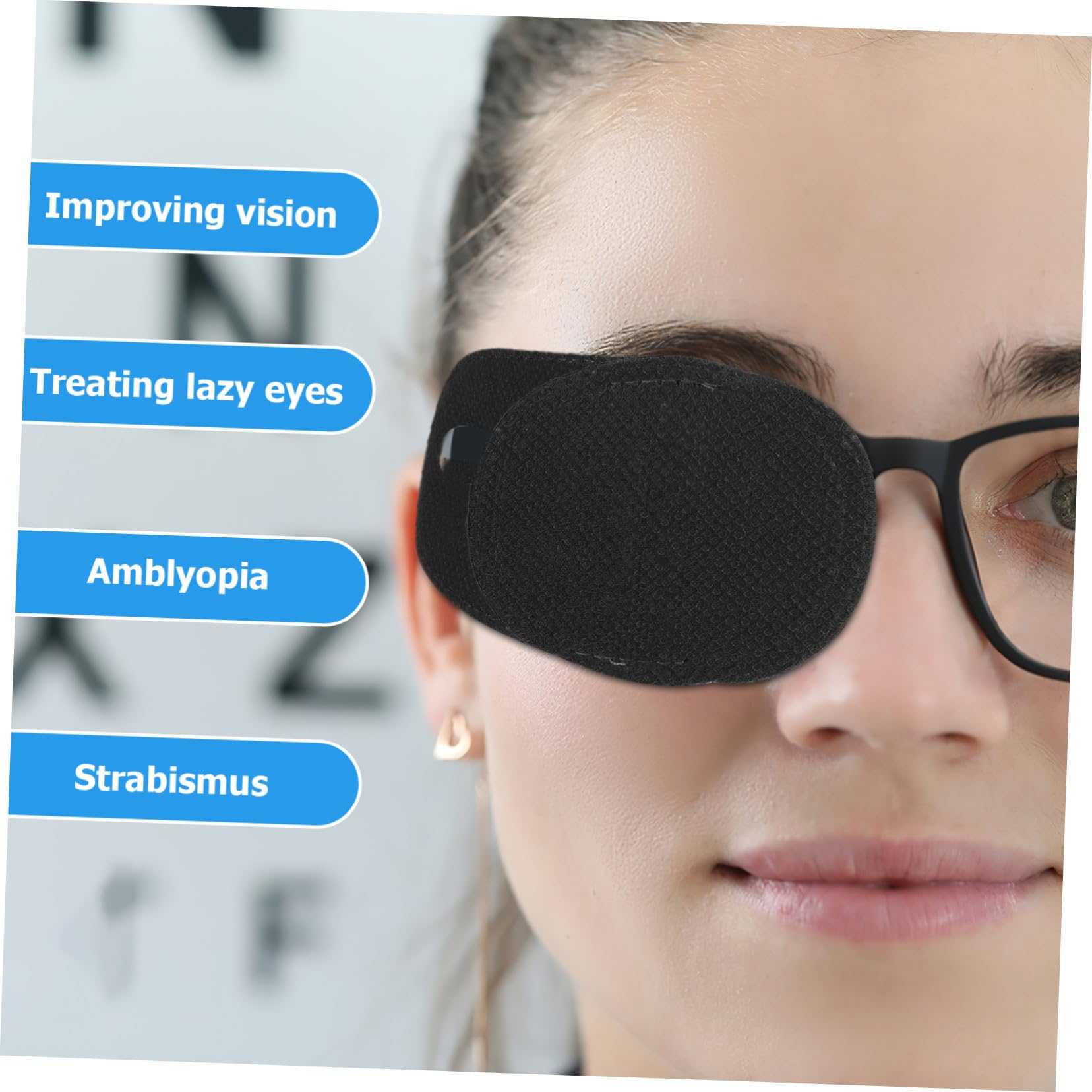 ORFOFE 12 Oculares Negros de Tela No Tejida Reutilizables para Ojos, Cómodos y Fáciles de Usar, Ideales para Viajes y Uso en Casa