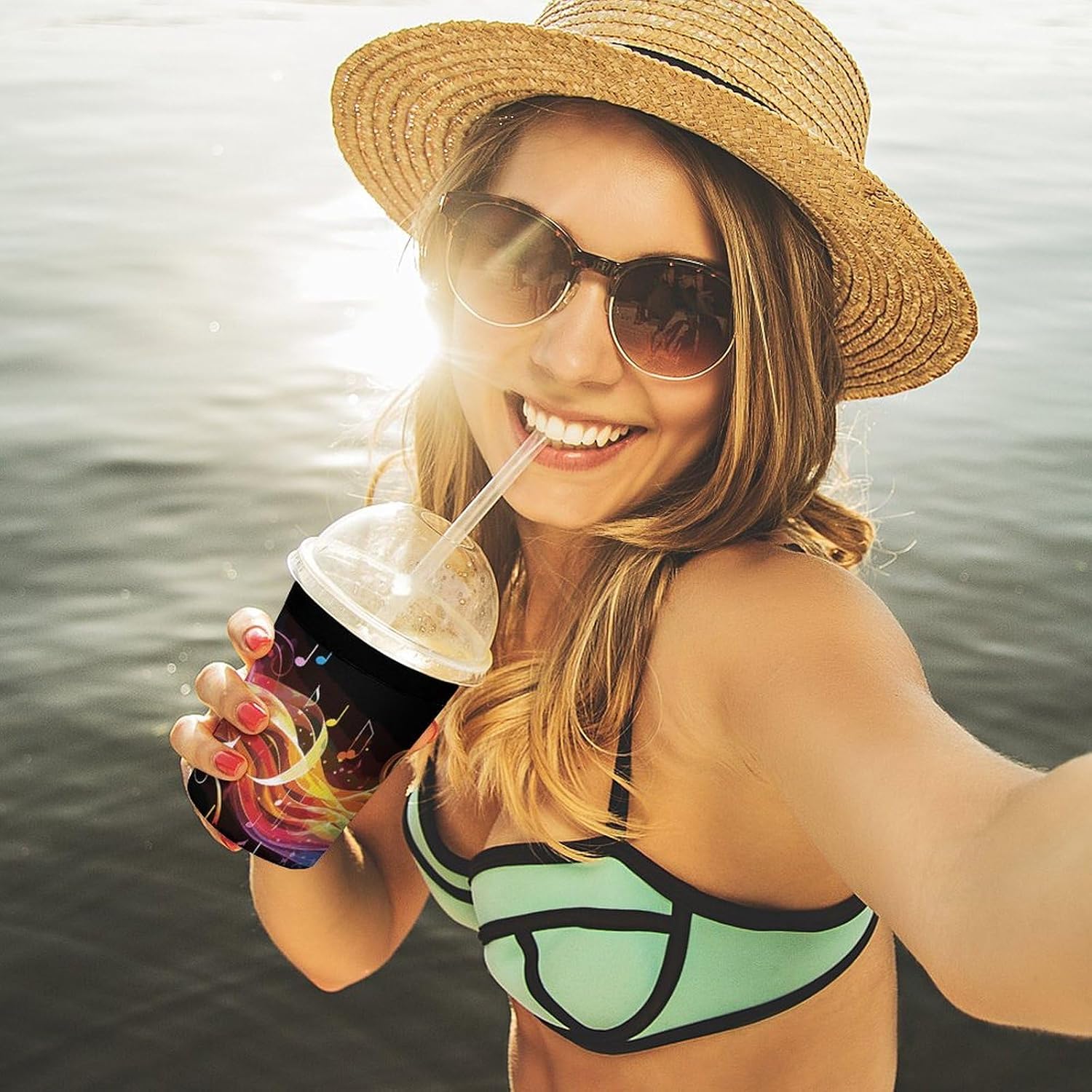 3 Pack Neoprene Cup Sleeves, Stretchy Reusable Drink Cup Cover Universal