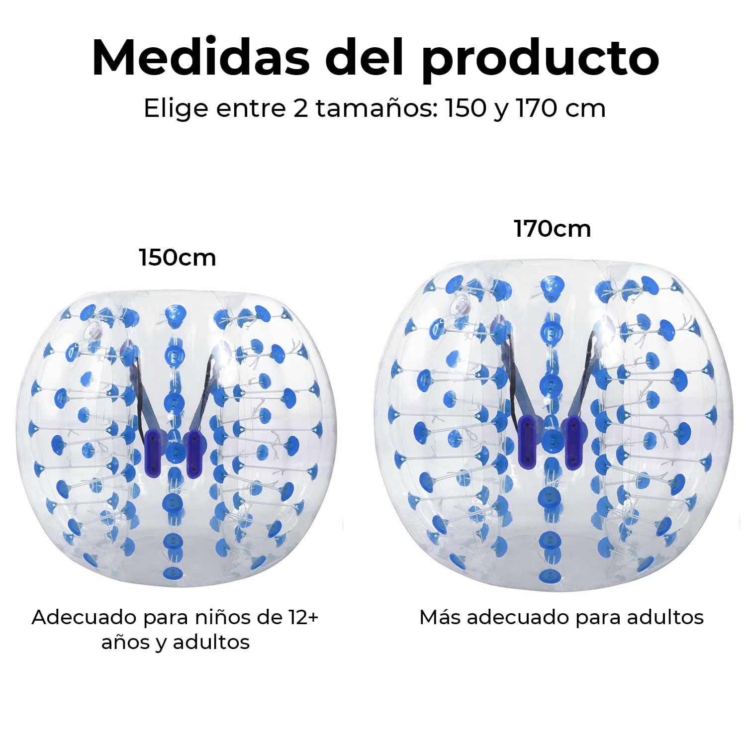 CANNON - Pelota Hinchable Zorb Ball de 150cm y 170 cm | Bubble Soccer para Niños y Adultos | Balón Gigante para Deporte y Diversión al Aire Libre | PVC Resistente y Arnés de Seguridad