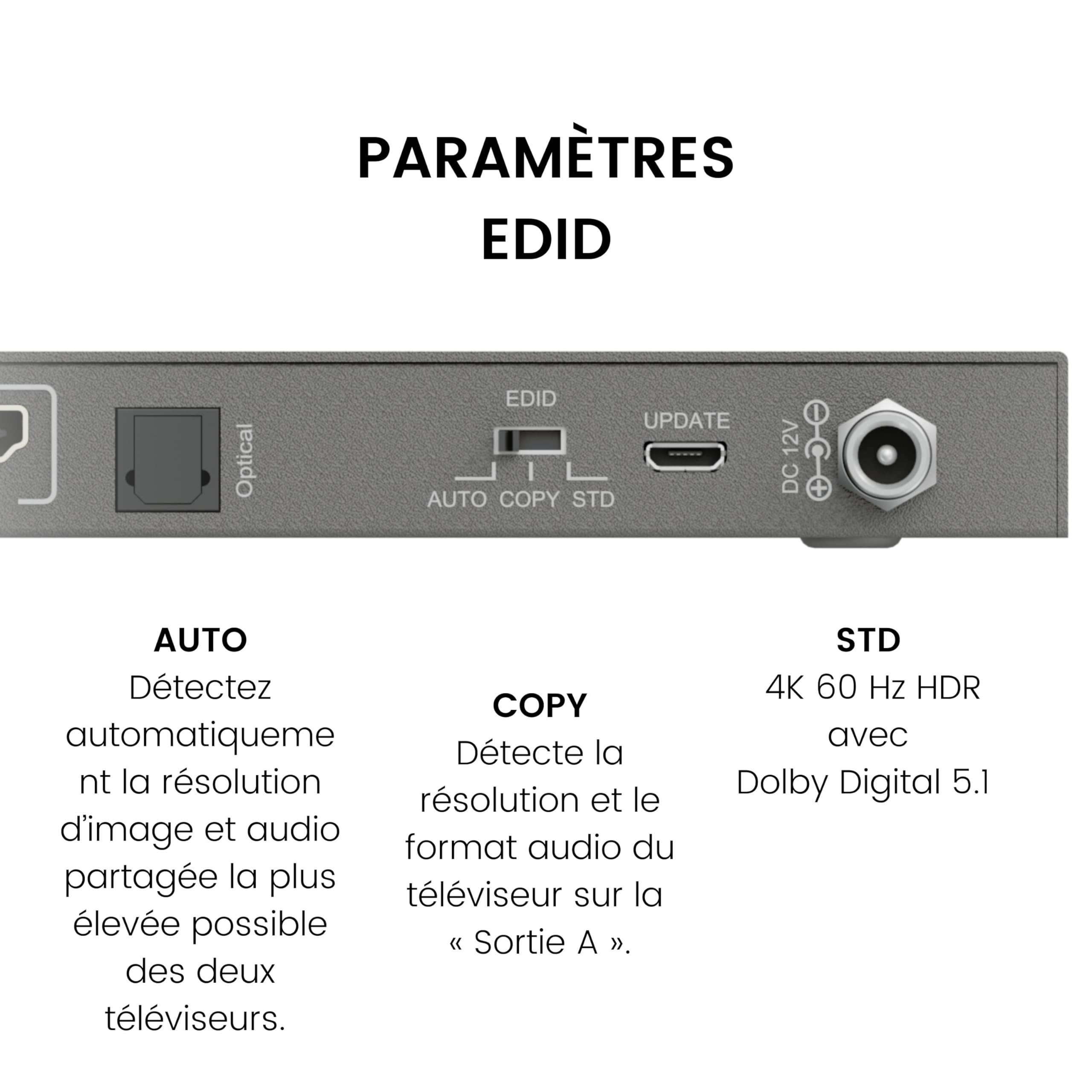 Marmitek MS420 - Matrice HDMI 4x2 4K60 pour TV et vidéoprojecteur Arc