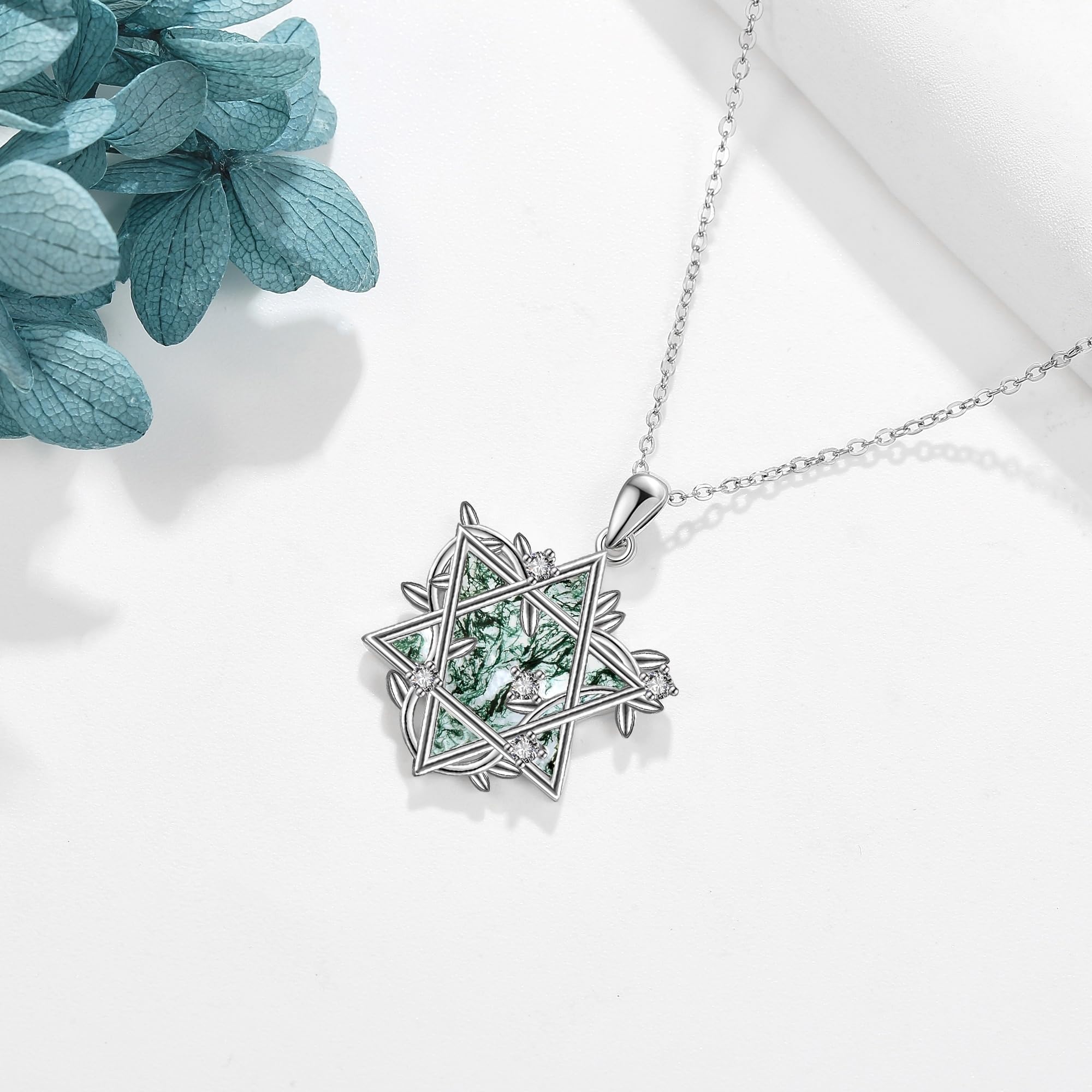 URONE Collana con ciondolo a forma di stella di David, in argento Sterling, con stella ebrea, idea regalo per donne, Argento sterling, Nessuna pietra preziosa