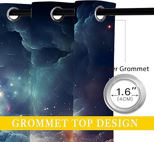 Vista 47 de Nebula Blackout Curtains for Girls Boy Home Decor, Black Hole Universe Space Galaxy Cool Grommet Thermal Insulated Drapes Darkening Window Curtain