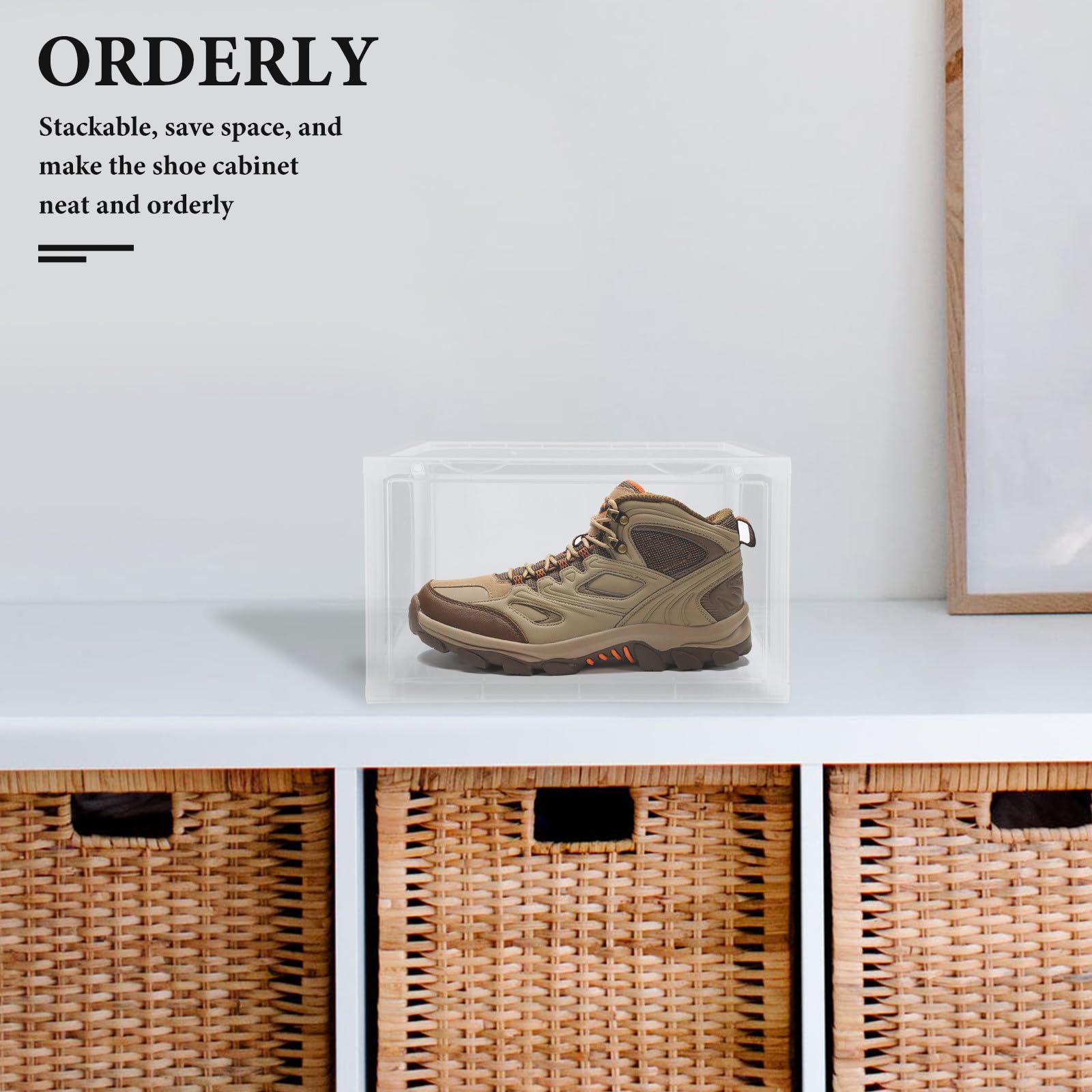 Caja Transparente para Guardar Zapatos Apilable de Acrílico con Puerta Lateral Magnética, Organizador Rígido Versátil para Zapatillas en Hogares y Oficinas