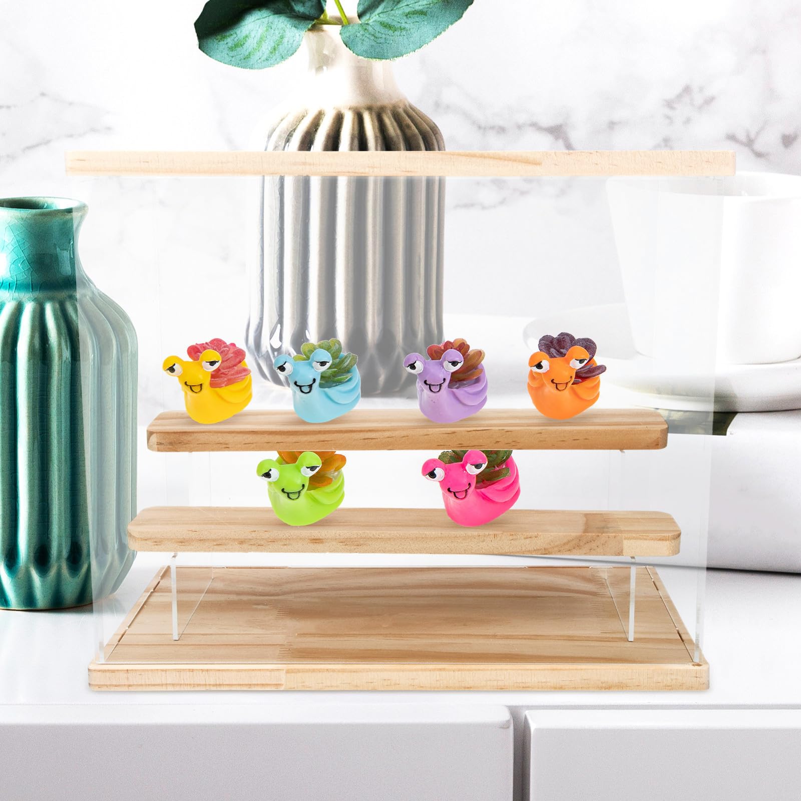 Vitrina Coleccionable de Acrílico 3 Capas y Gran Capacidad, Caja Expositora para Figuras y Muñecos de Juguete, Diseño Simple y Transparente para Decoración