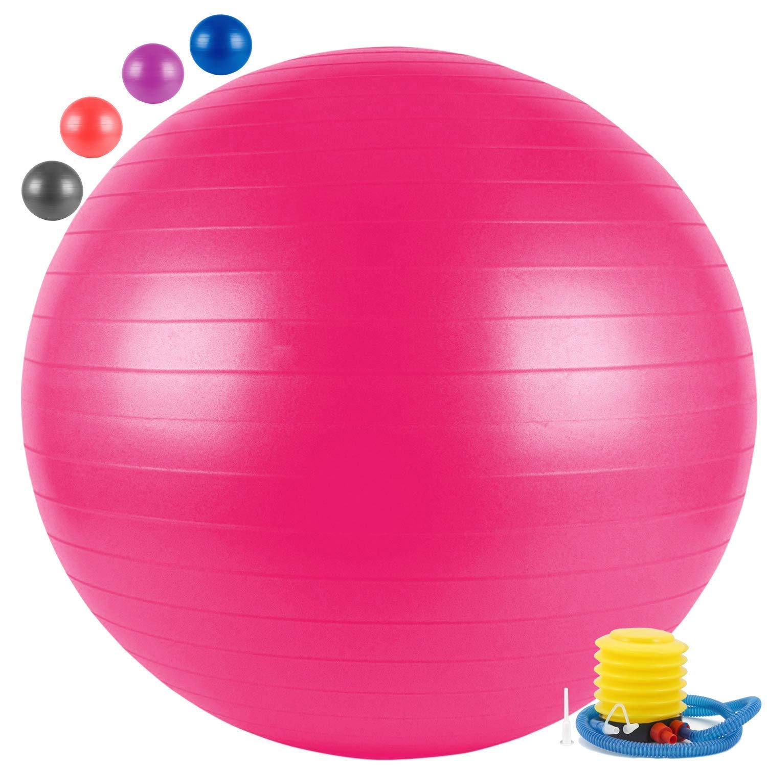 FIZLOZ Sports Fitness Anti Burst Gym Ball with Foot Pump (Multi Colour)-image-39