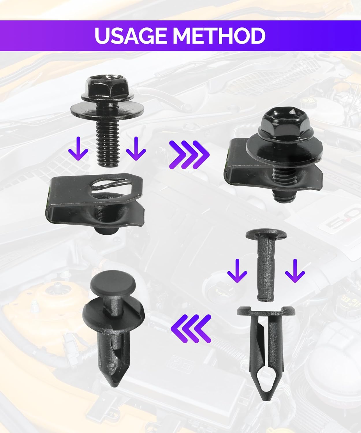 RACOONA 35PCS Car Clips,Engine Under Cover Splash Shield Guard Body Bolts,Car Accessories Bumper Fender Liner Push Retainer Fastener Rivet Clips,Extruded U-Nuts,Fit for G35 G37 FX35 FX45 EX35