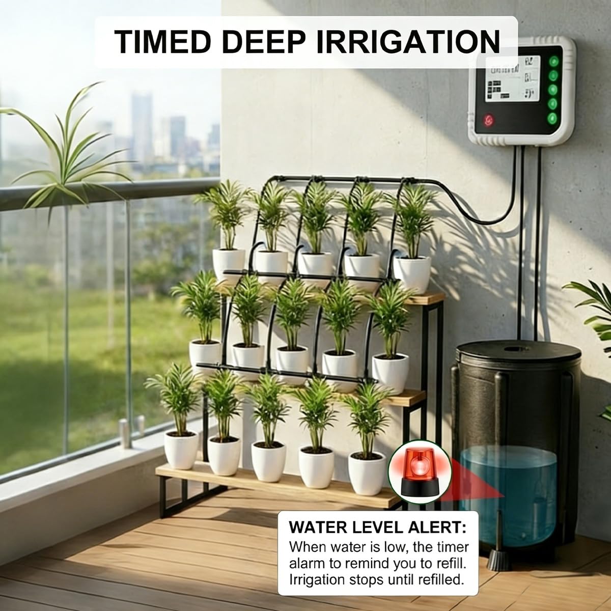 Automatic Watering System with Programmable Timer,Auto Drip Irrigation System with 13-Gallon Bucket for 15 Potted Plants,Low Water Level Sensor for Garden, Balcony, Indoor Plants, Drip Irrigation