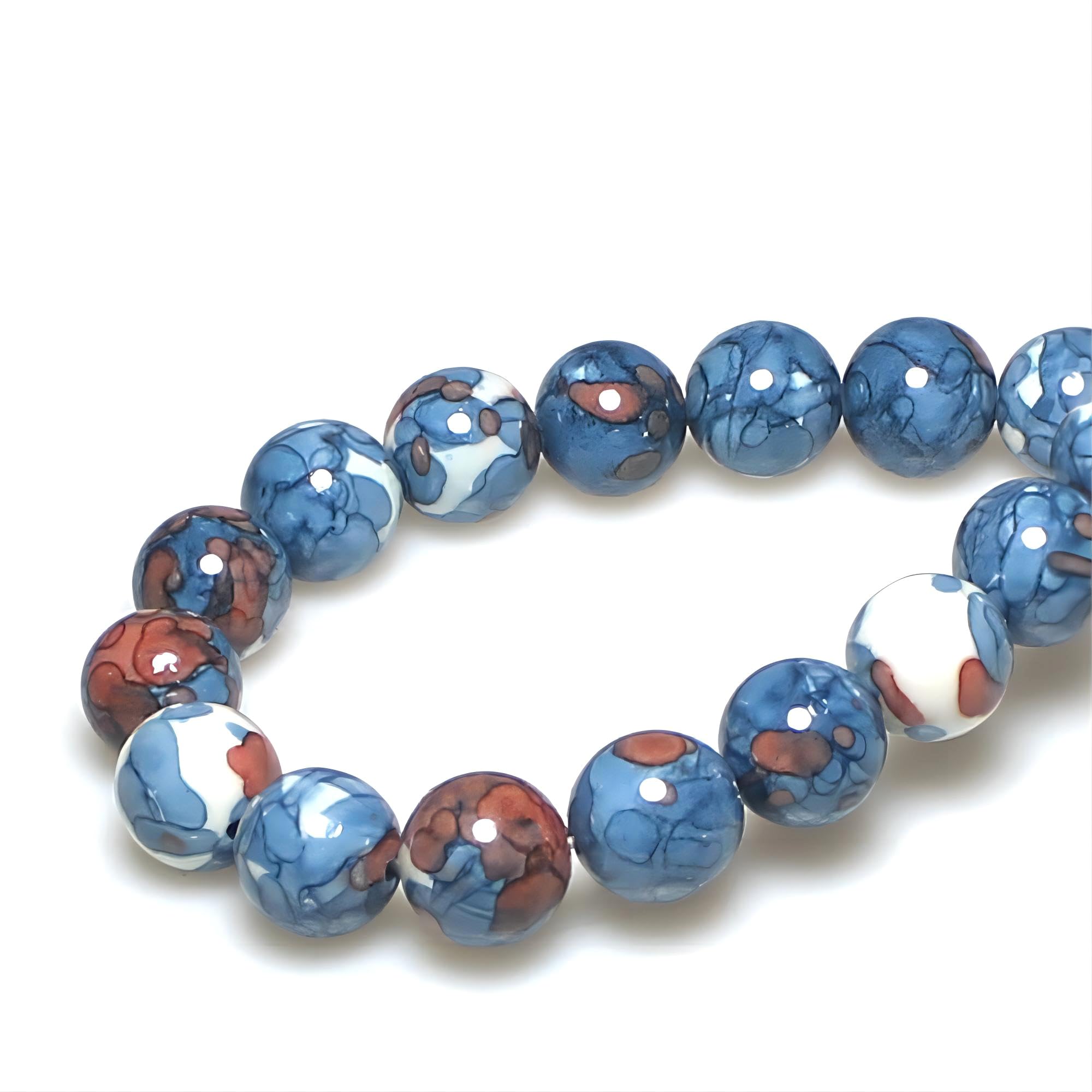 Pulsera de cuentas redondas y suaves de flores de lluvia 5A, para hacer joyas, 38 cm, color gris