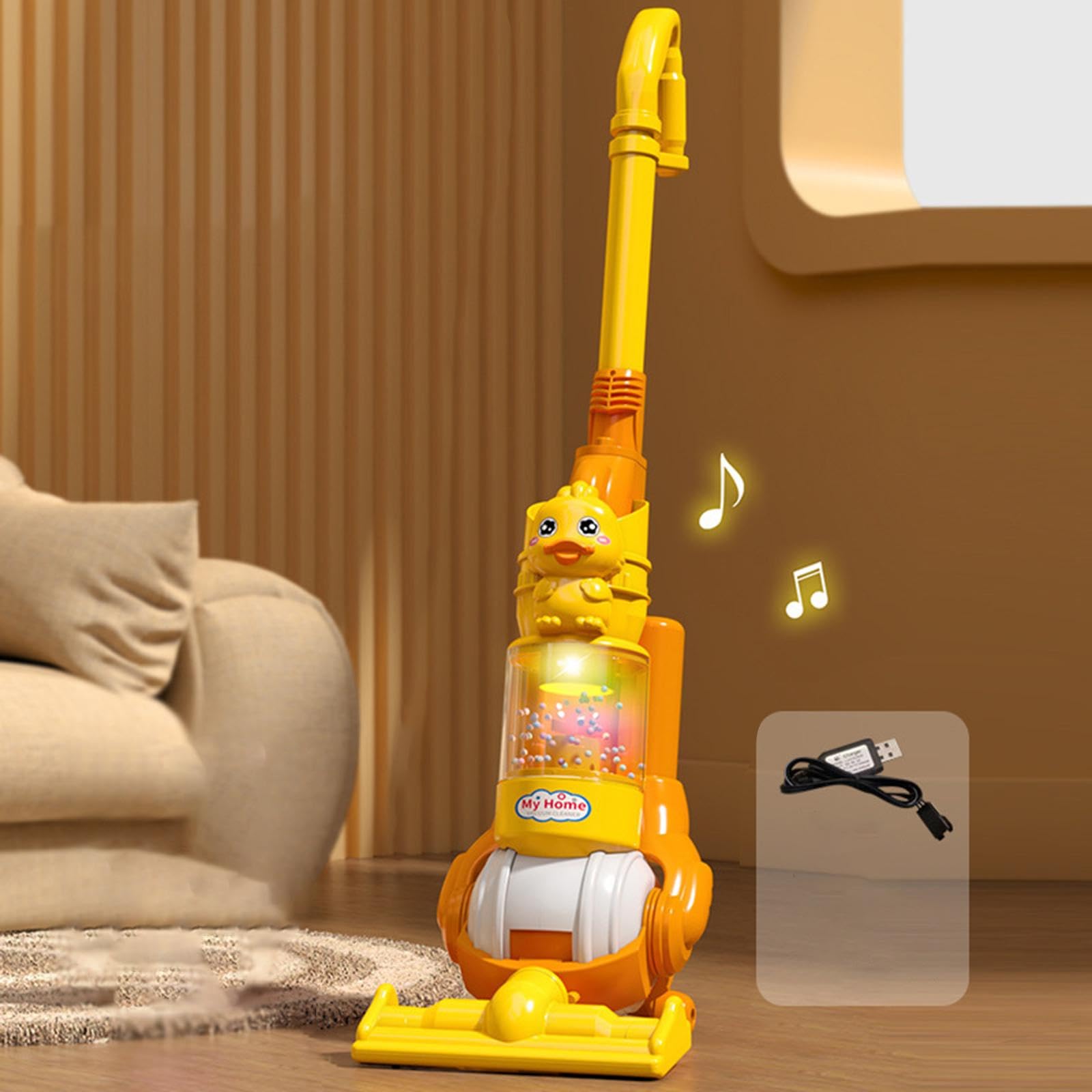 harayaa Aspirapolvere per Bambini con Luci Ed Effetti, Giocattolo Educativo Realistico con Pallina Che Scoppia, Ideale Come Regalo di Natale per Bambin, Anatra