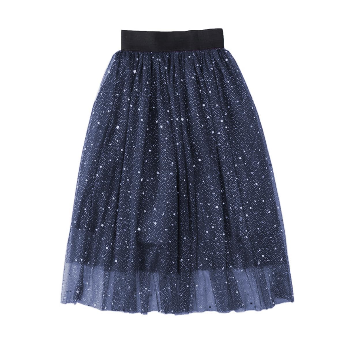 Citridarll Girls Navy Tulle Skirts A Line Elastic High Waisted Layered Mesh Long Tiered Tutu Skirt Party Outfit 150, 9-10 Years,