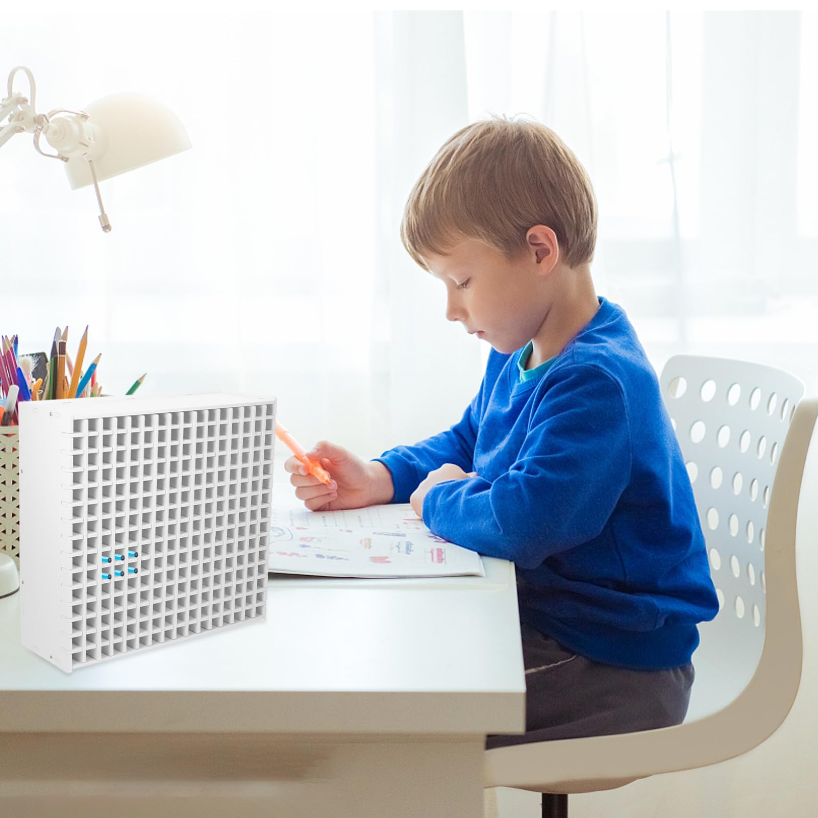 Portapenne da Scrivania Abs Bianco 240 Slot Organizer | Accessori da Scrivania, Studiare Accessori, Decorazioni Scuola, Piccolo Ingombro per Scuola e Ufficio