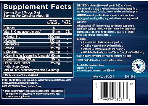 Miniatura 2 de BODYTECH Critical Aminos XT - Fórmula de aminoácidos intradespués del entrenamiento, apoya la recuperación, resistencia y rendimiento, ponche de