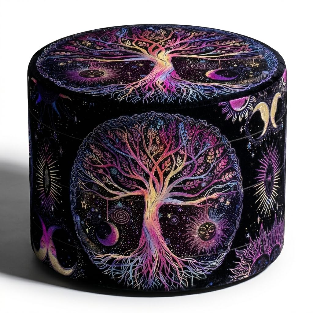 Metal Herb Grinder 6.1cm, 4 Layers Zinc Alloy Spice Grinder with Magnetic Lid & Pollen Scraper, Colourful Design (Red Tree)