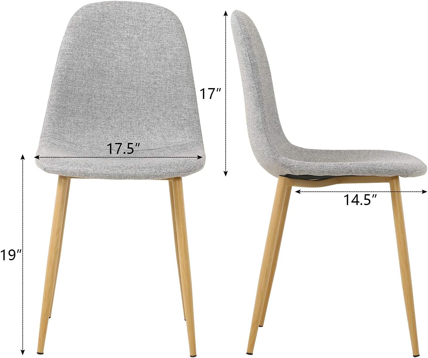 Modern Dining Room Table Set 5 Pieces Dining Table Set for 4 - Rectangle Glass Dining Table with 4 Grey Fabric Dining Chairs - Kitchen & Dining Room Sets for Dining Room and Kitchen (Table + 4 Chairs) - Table & Chair Sets