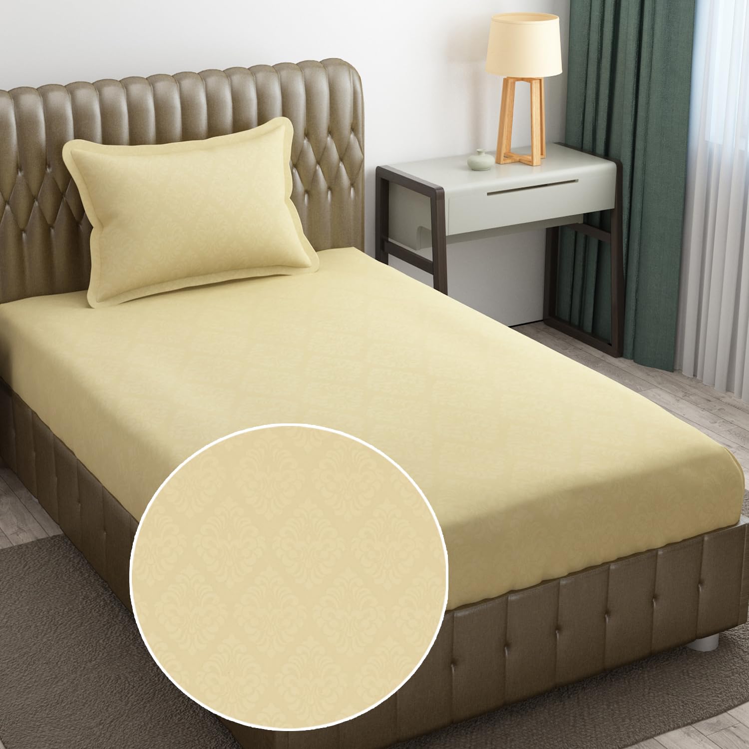 Fresh From Loom Single Bed bedsheet - Hypoallergenic, Wrinkle Free Microfiber Bed Sheets with 1 Pillow Covers (60 x 90 Inches | Light Beige, Damas Design) (B0CT5YCDLZ) Amazon Price History, Amazon Price Tracker