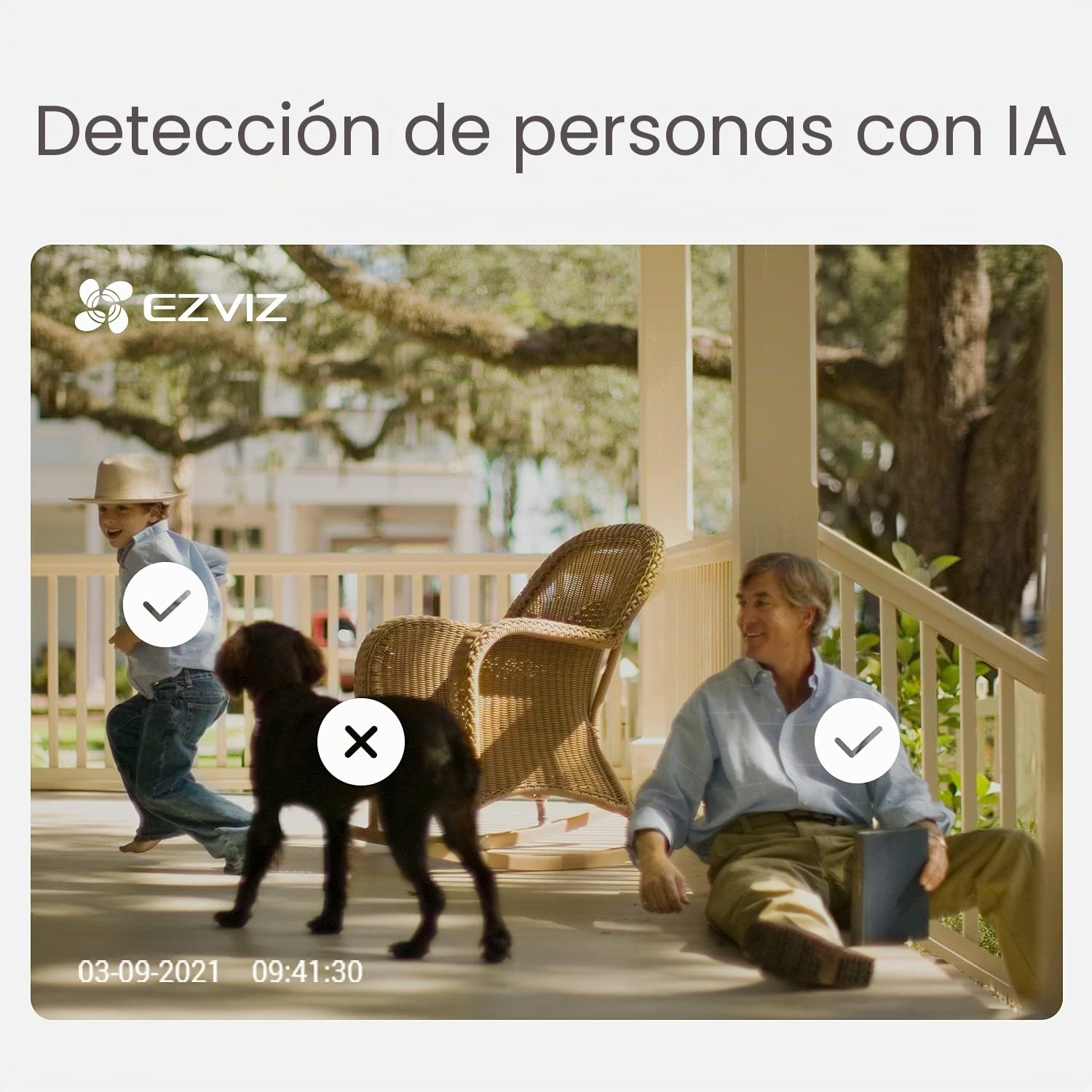 EZVIZ Cámara Vigilancia WiFi Exterior con Iluminación Integrada, 2K+ Cámara con Lámpara de Detección de Personas Almacenamiento eMMC de 32GB, LC3 Floodlight CAM