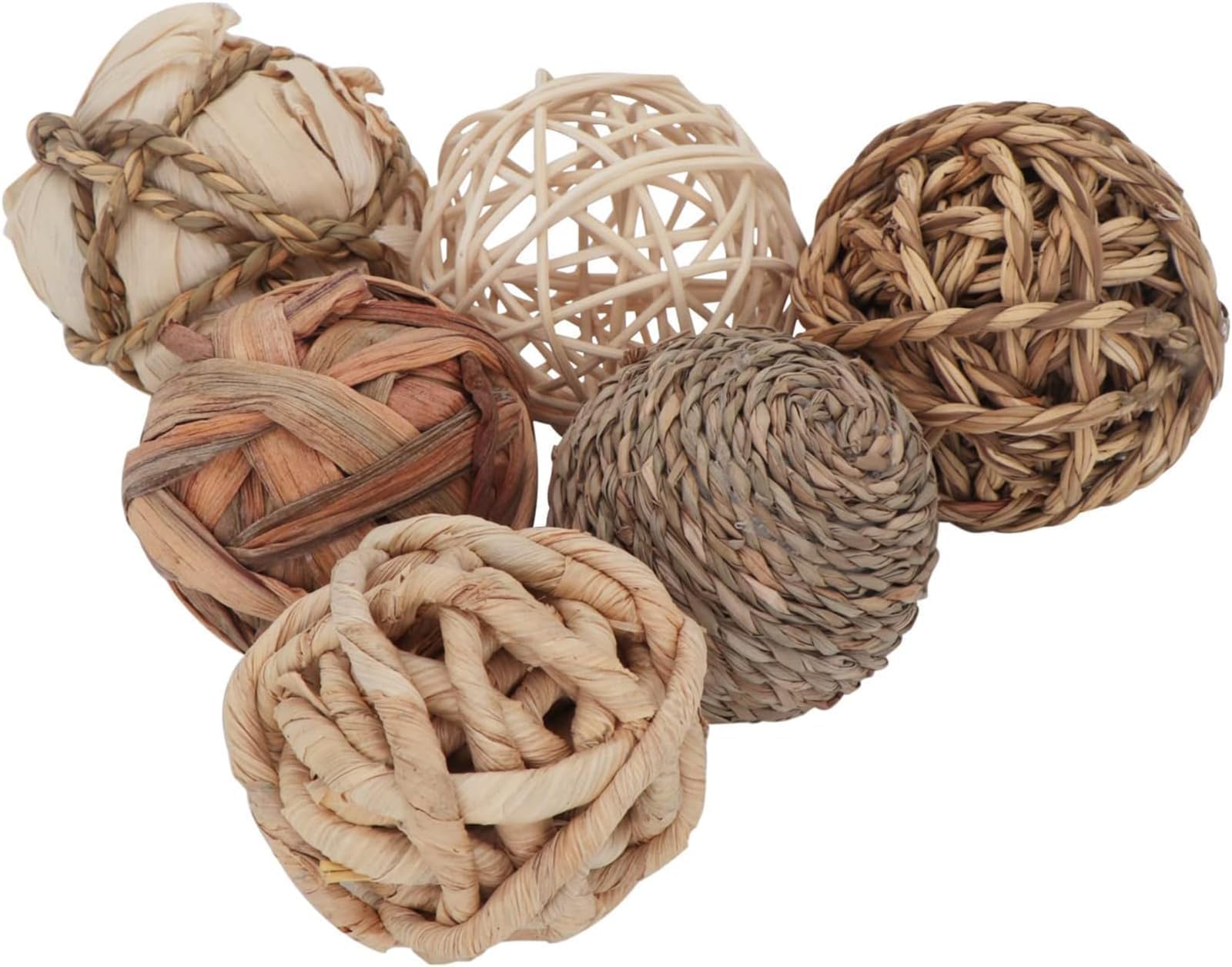 THE WHITE SHOP 6PCS Decorative Balls for Centerpiece Bowl Fillers, 2.8 inch Assorted Rattan Wicker Balls Spheres Orbs, Vase Fillers, Home Table Decor