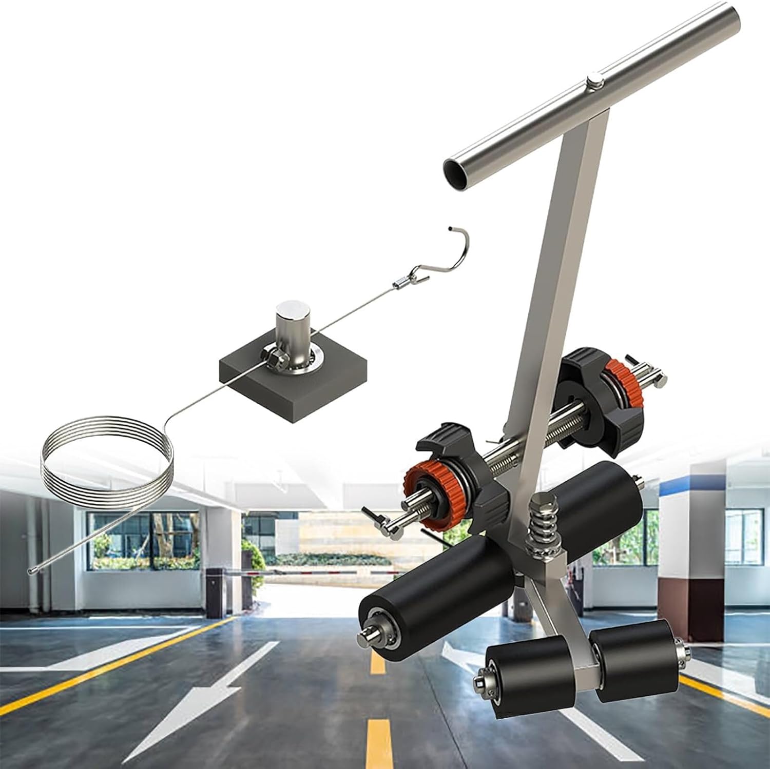 Floor Tape Applicator for Basketball Courts - Hand Push Court Line Tape Machine, Stencil Kit for Concrete, Driveway & Asphalt (80cm) - Easy Line Marking Tool