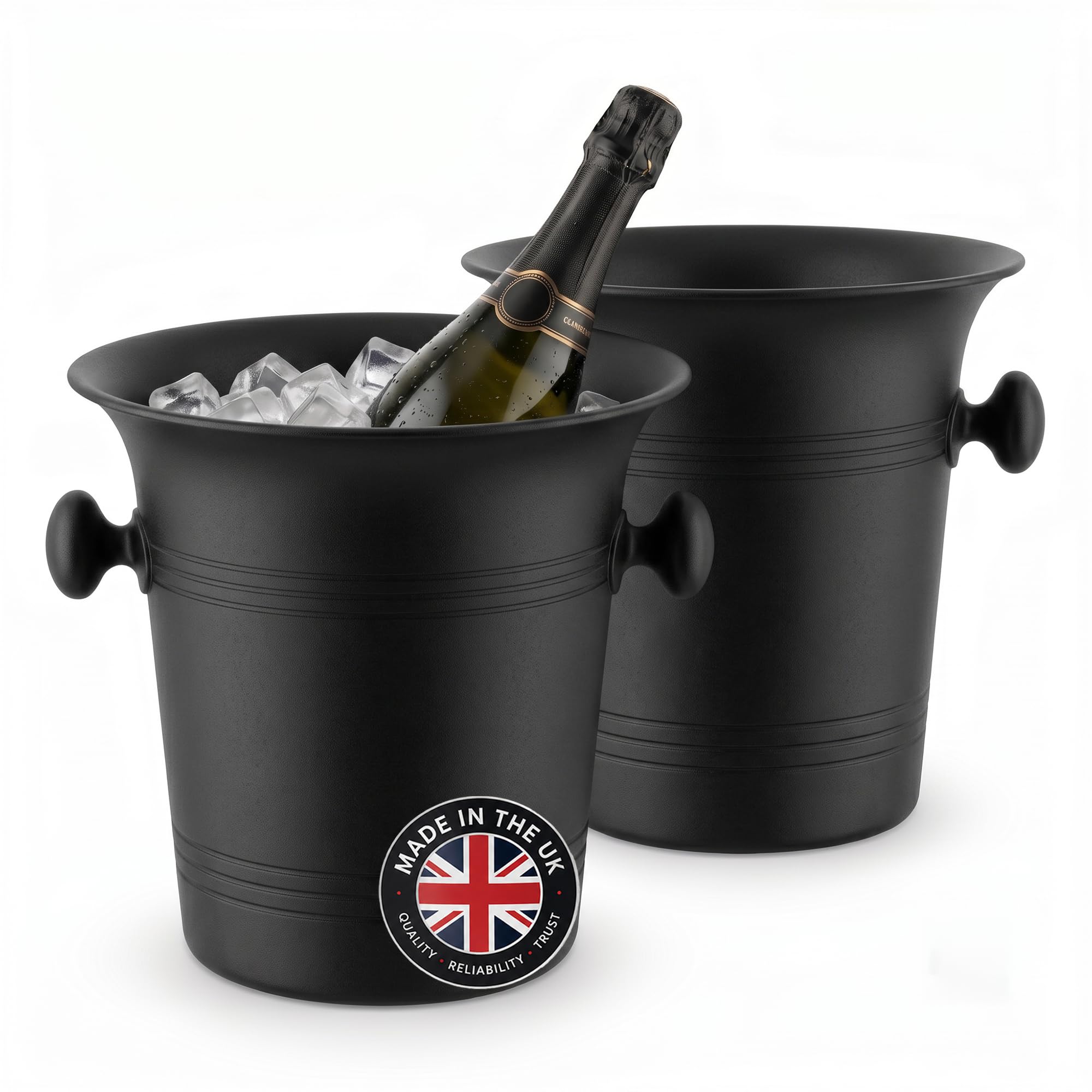 Chabrias Ltd Champagne Wine Ice Bucket Cooler 3.5 Litre Bottle Cooler Chiller UK Made (2, Matte Black) โ image 1