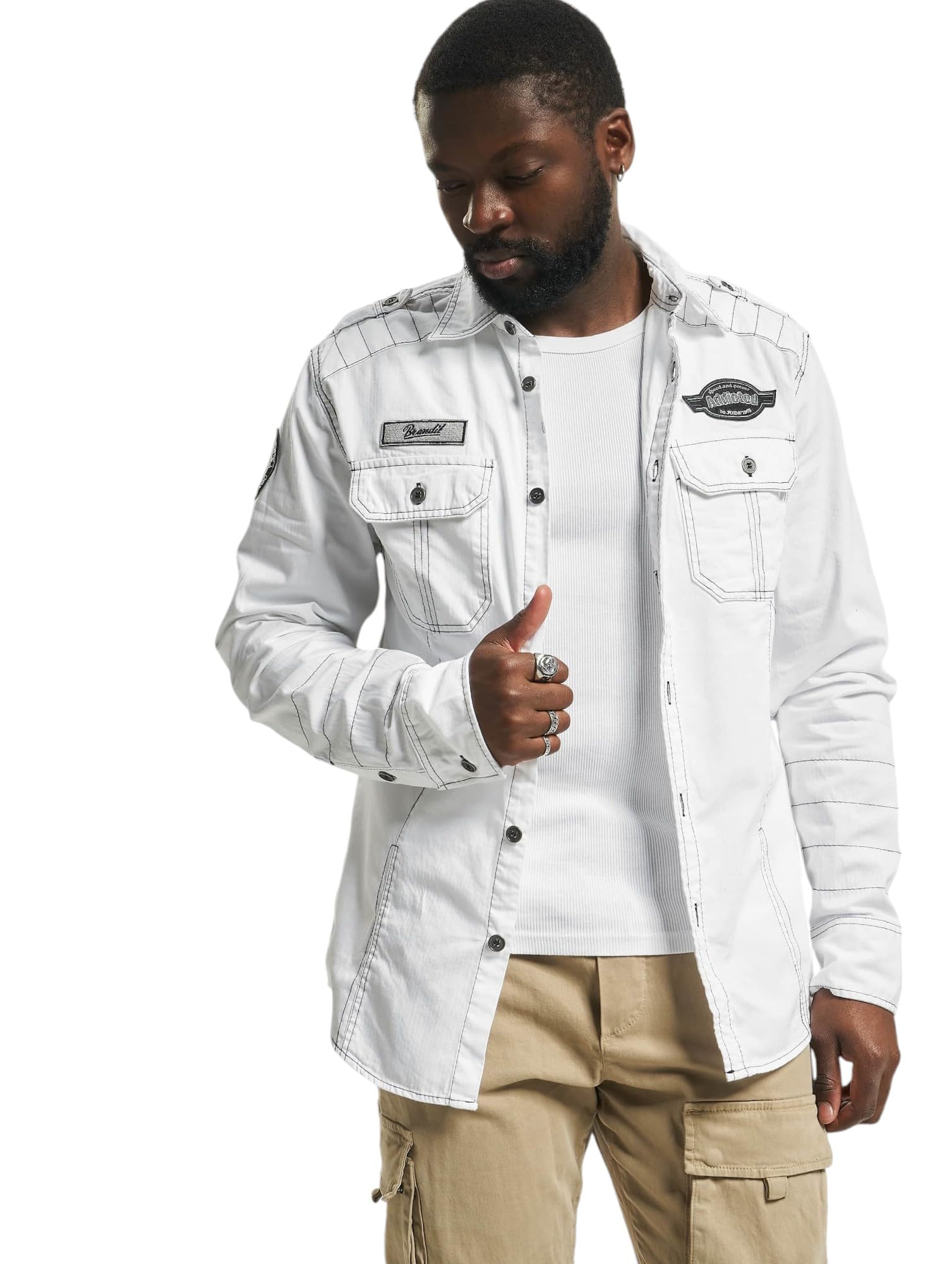 Brandit Luis Vintage Shirt Long Sleeve, color: white, size: 7XL