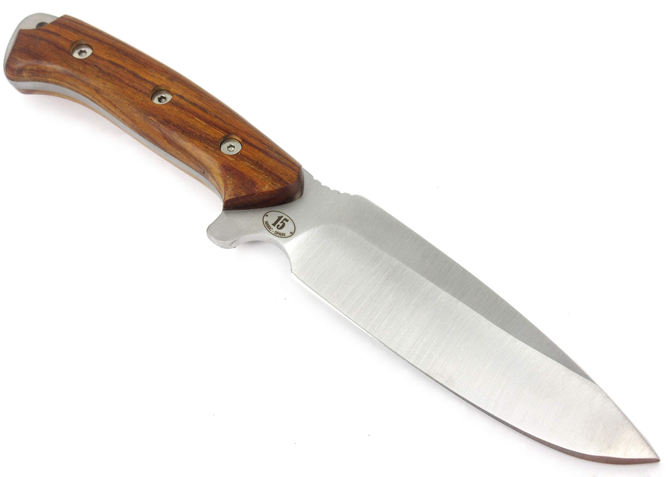 JEO-TEC Nº15 Cuchillo Supervivencia Caza Monte Bushcraft Camping Outdoor Campo - Funda con Pedernal - Acero BÖHLER N690C - Fabricado en España