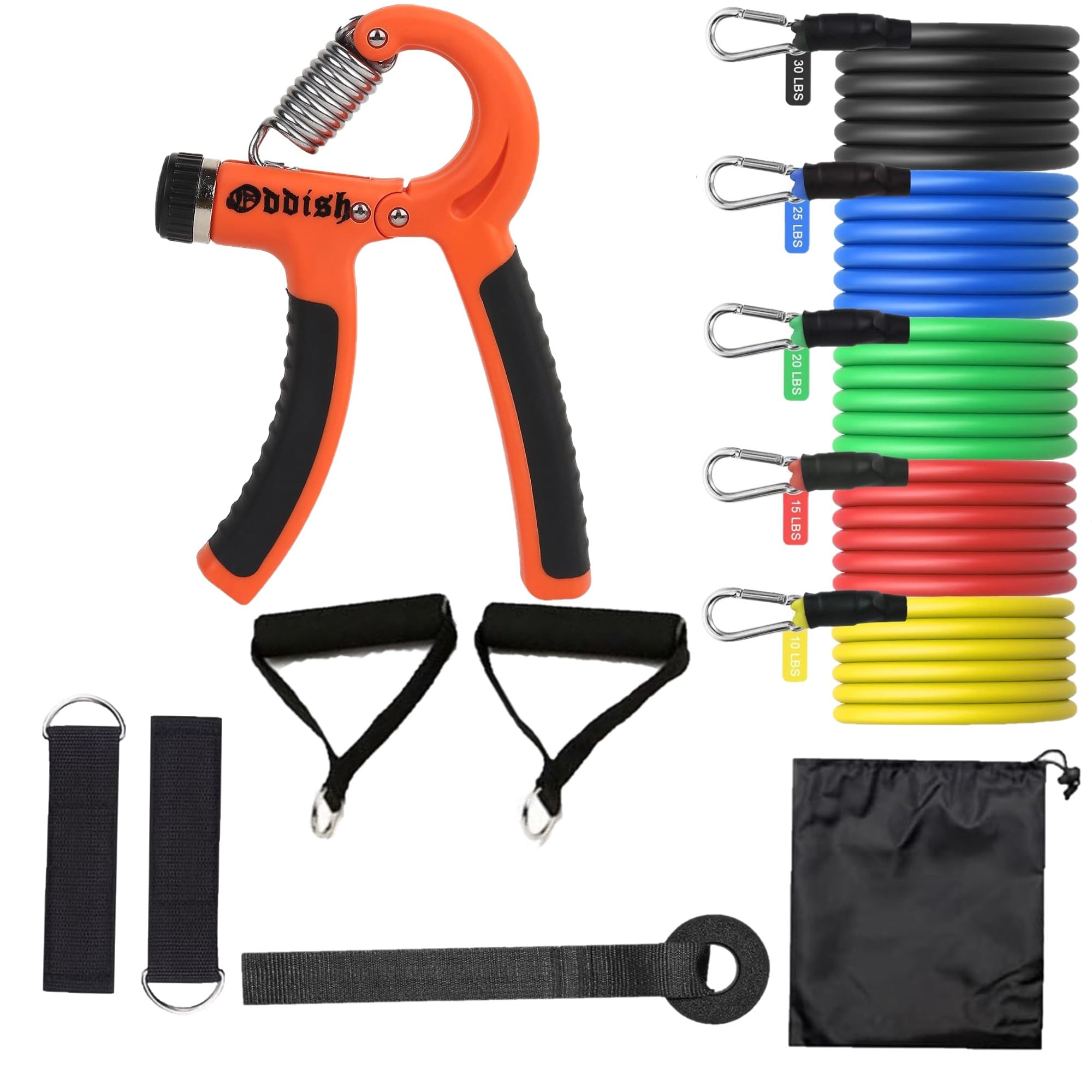 ODDISH; way to fitness Hand Grip Counter and Non Counter with 11 in one Resistance Band Combo Pack for Man and Women (Normal, Orange)