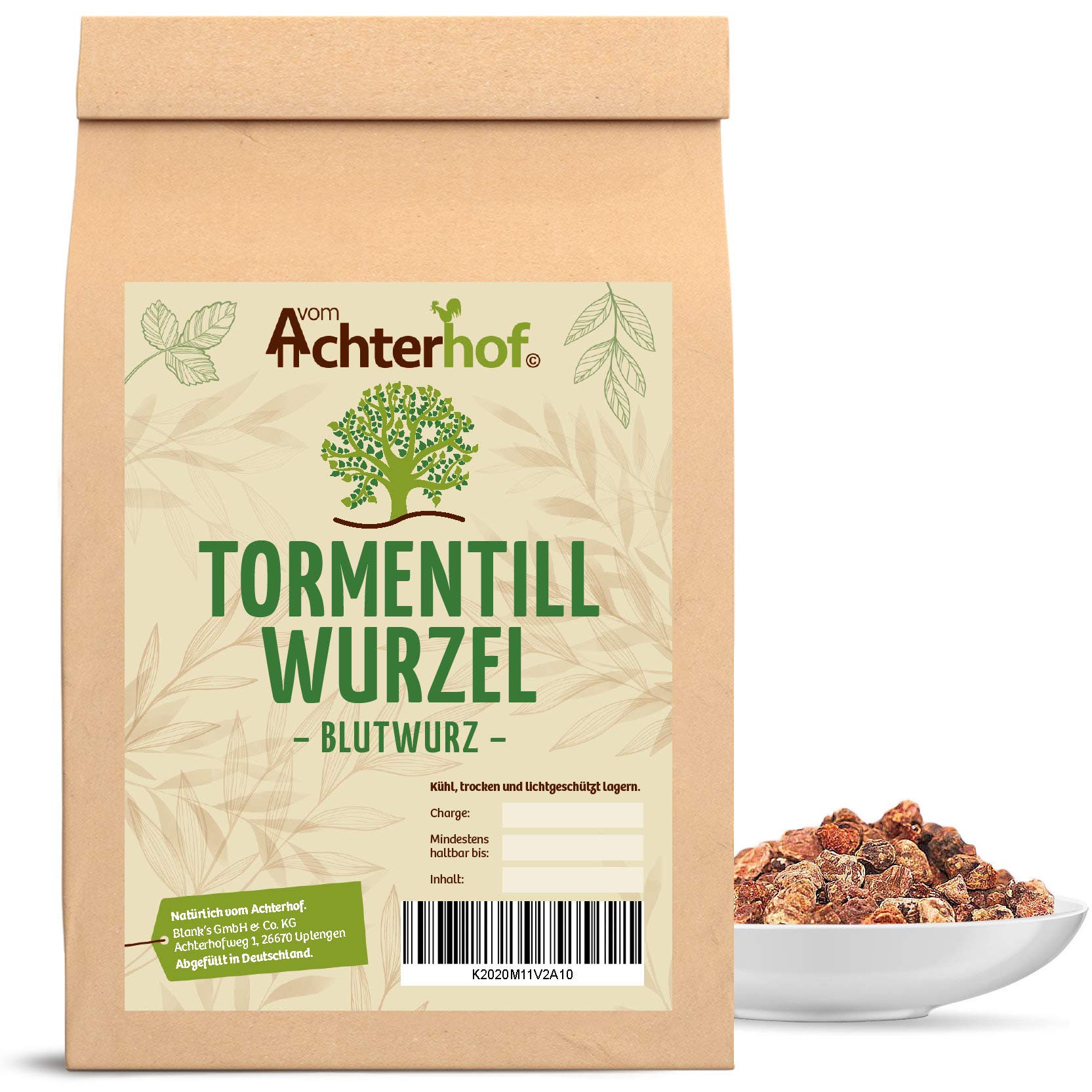 Blutwurz (100g) Tormentillwurzel geschnitten Tormentill Kräuter Tee vom Achterhof Blutwurzel