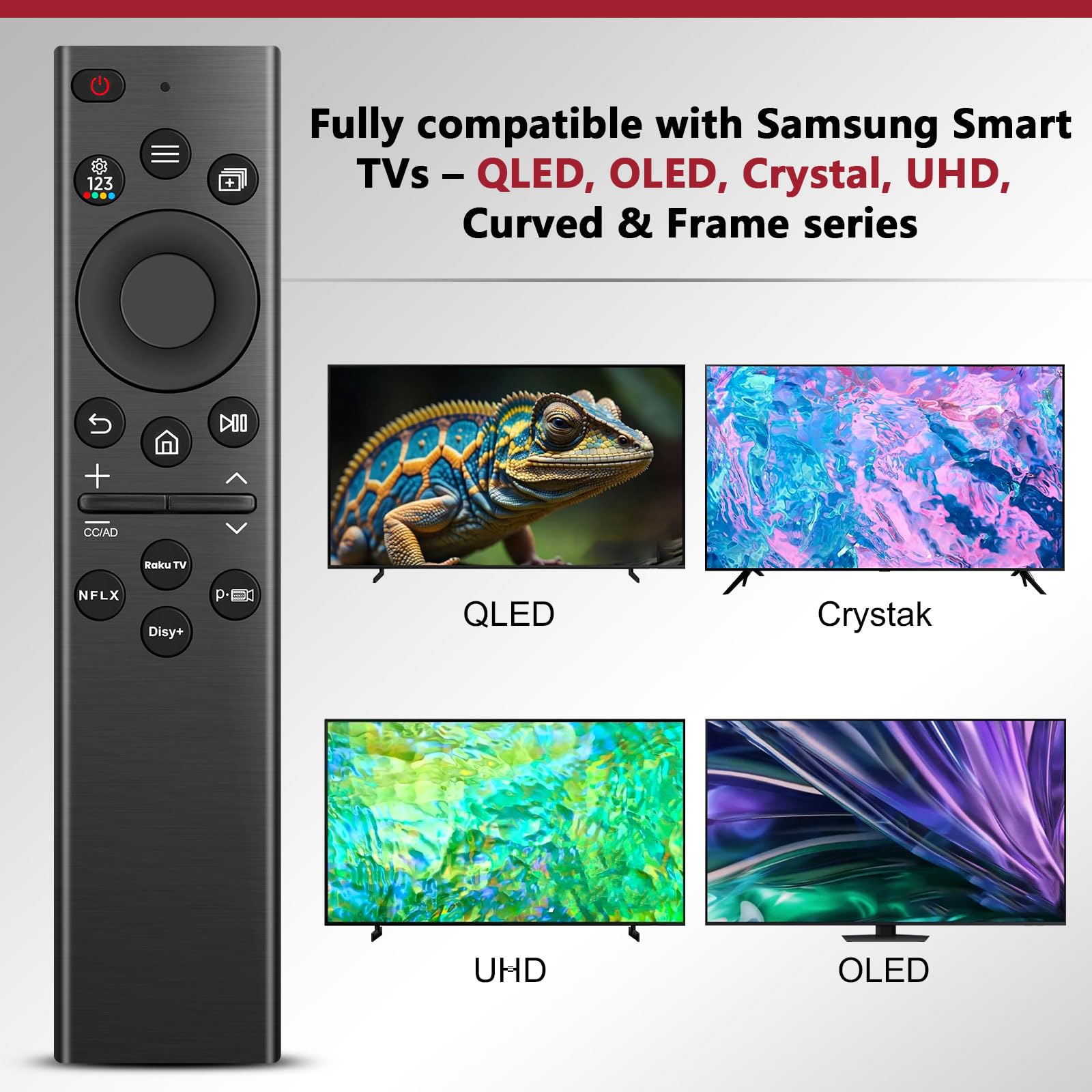 Télécommande Universelle pour Samsung Télévision – Télécommande Remplacement Compatible avec Samsung Modèles, Smart TV, LED et LCD – Fonctionne sans Programmation