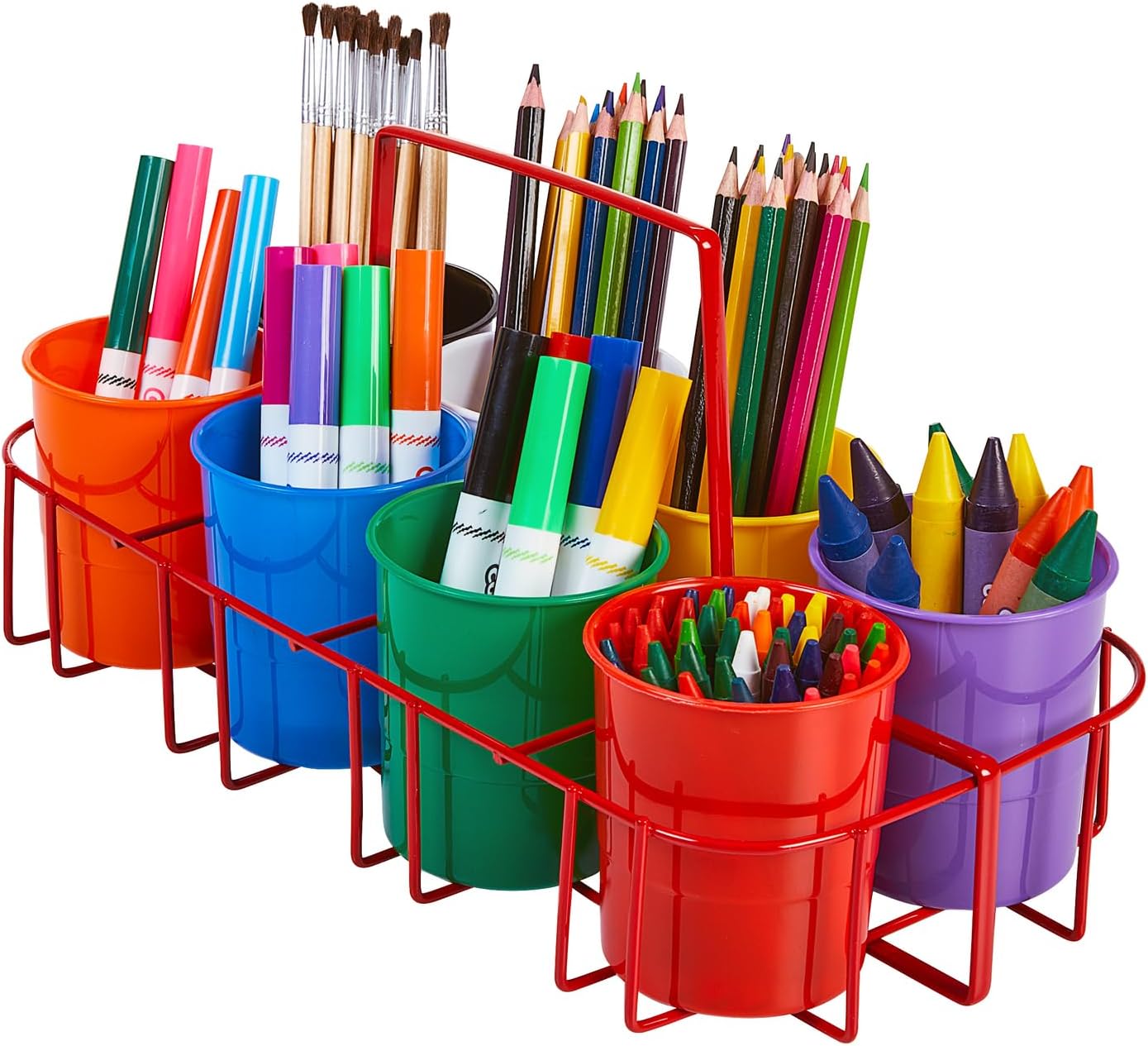 Colorations Marker Caddy & Stand, Art Supplies, Wire Marker Organizer, Portable Organzier, Holds Crayons, Pencils, Paint Brushes, Collage Items, Scrapbook Supplies, Art Caddy