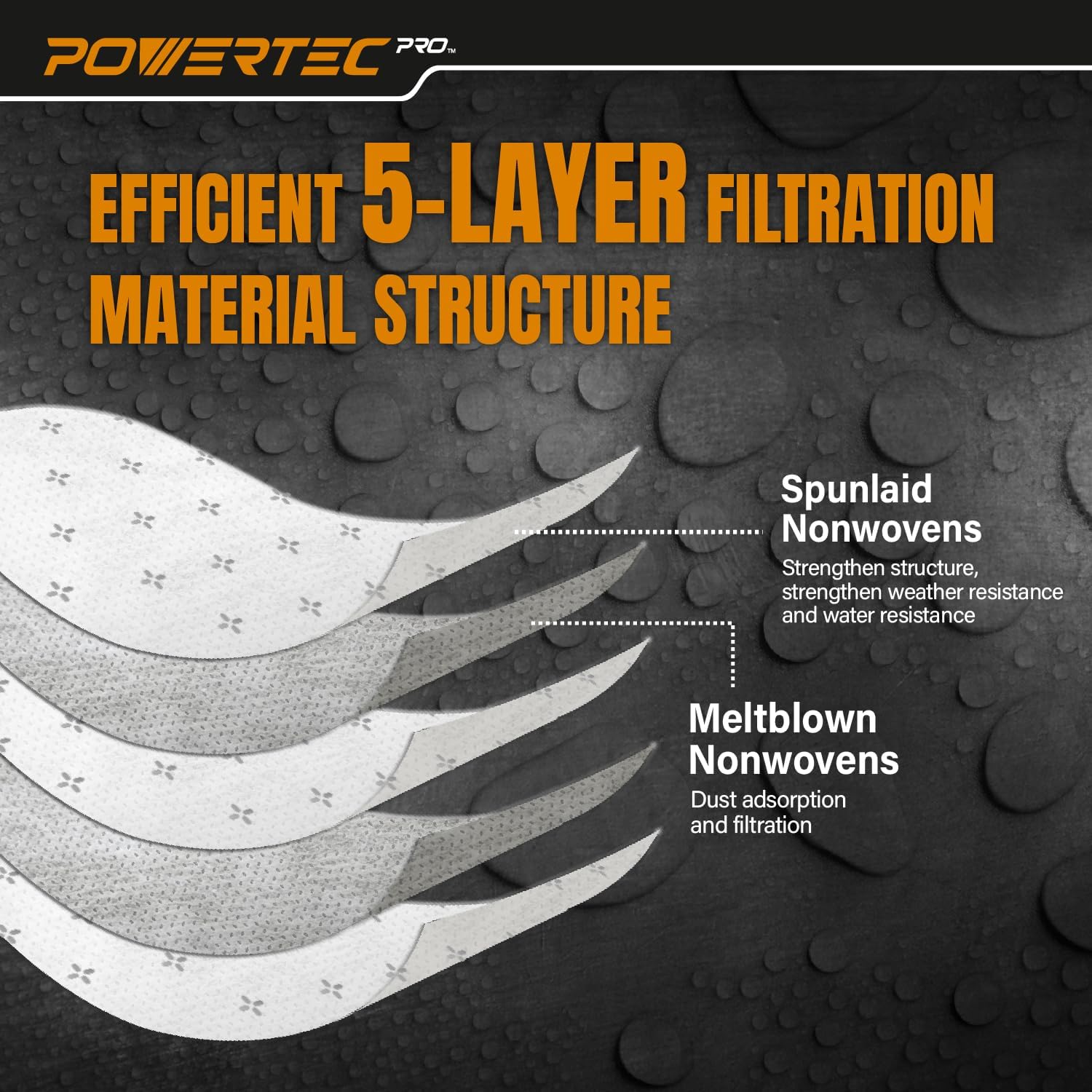 POWERTEC VF3503 Shop Vacuum Bags for Wet Mess 2PK & for Dry Dust Debris 2PK, for Ridgid 40153 Size B Filter Bags 6-9 Gal, Replacement Dust Bags