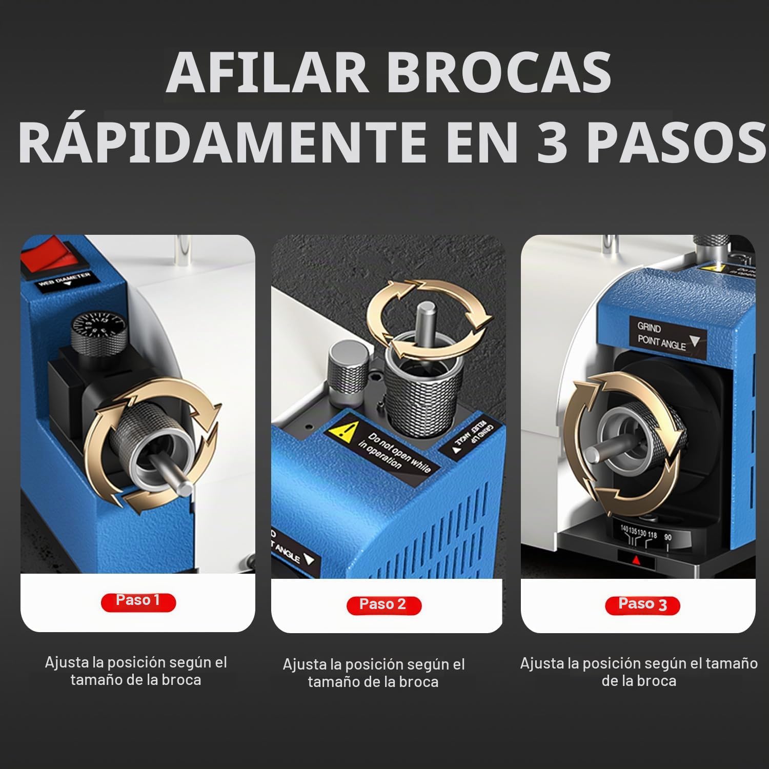 Drill Bits Sharpener, MR-13A Drill bit Grinding Machine 3-15mm, 95° to 135° Point Angle Adjustable Drill Bit Re-Sharpener, Portable Bits Sharpening Machine with 13 Collets