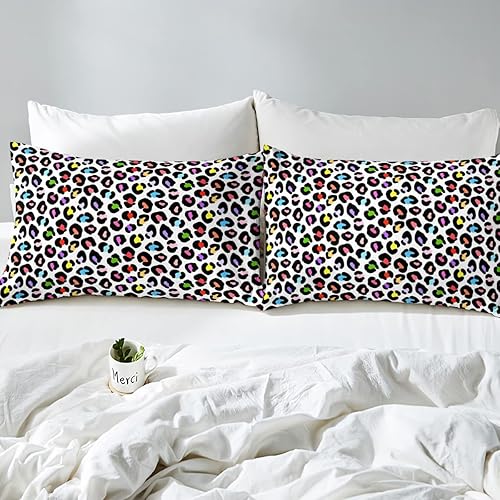 Miniatura 6 de Erosebridal Juego de ropa de cama de guepardo blanco tamaño Queen, juego de edredón con estampado de leopardo para niñas y mujeres, ropa de cama con